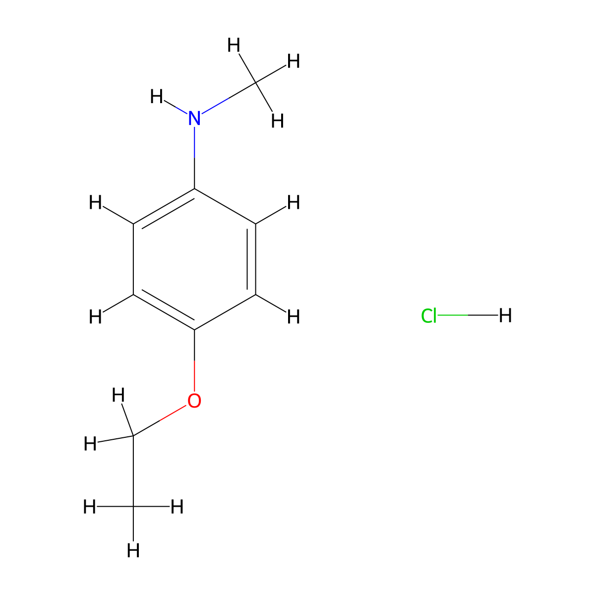 4-ethoxy-N-methylaniline hydrochloride molecular structure, CAS 15206-42-5