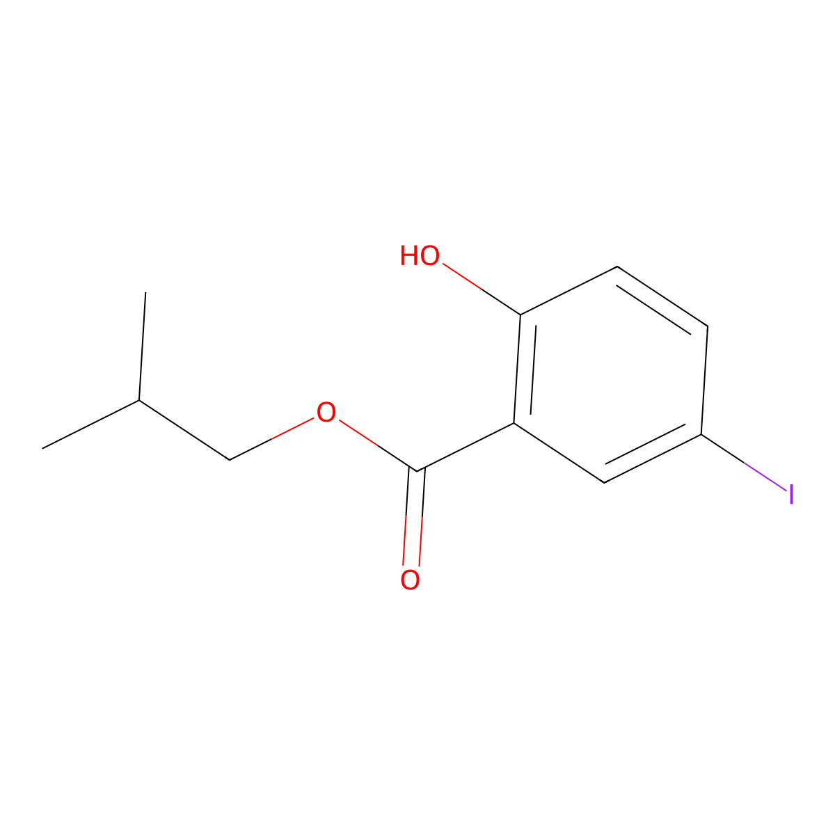 Isobutyl 2-hydroxy-5-iodobenzoate molecular structure, CAS 15206-70-9