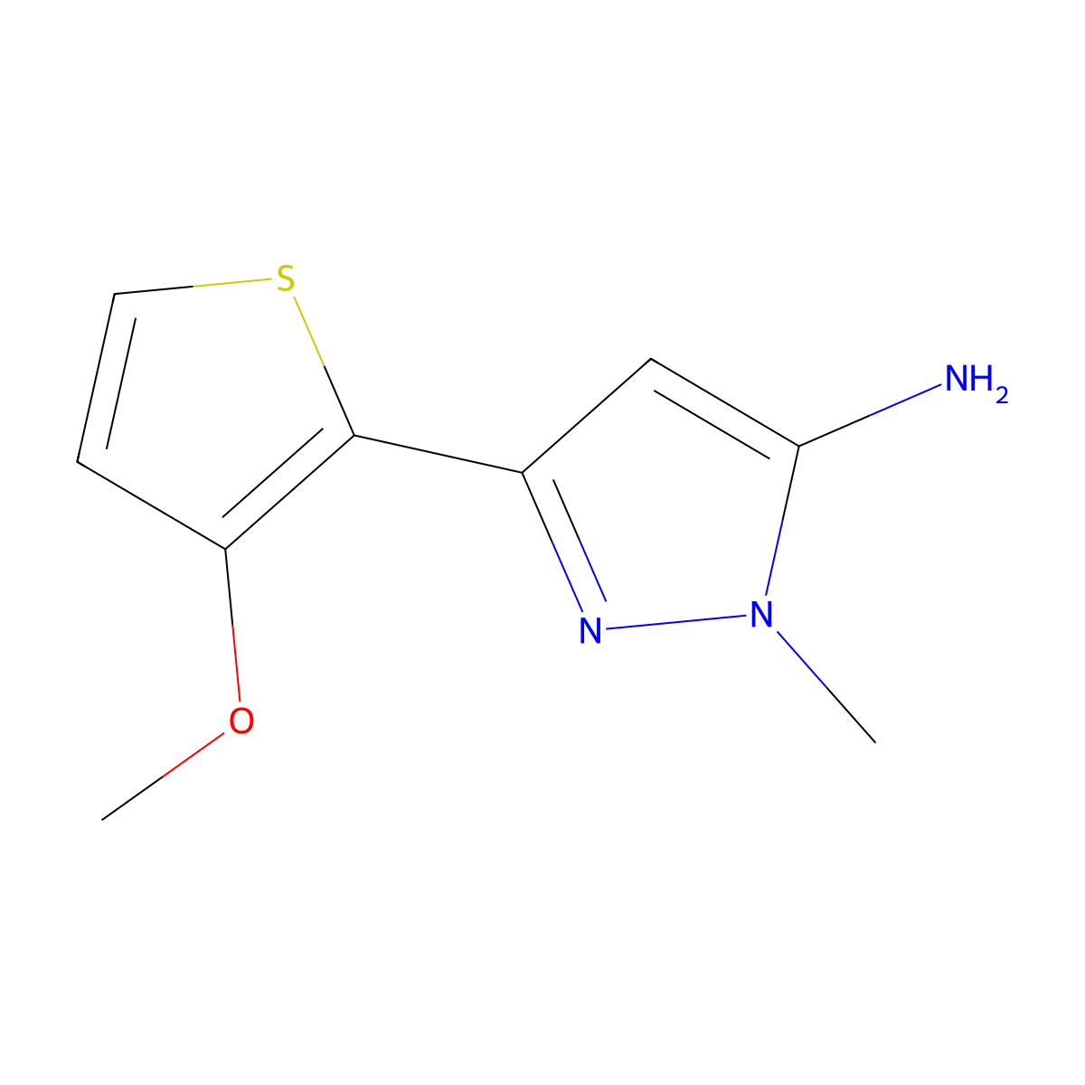 3-(3-methoxythiophen-2-yl)-1-methyl-1H-pyrazol-5-amine molecular structure, CAS 1520602-32-7
