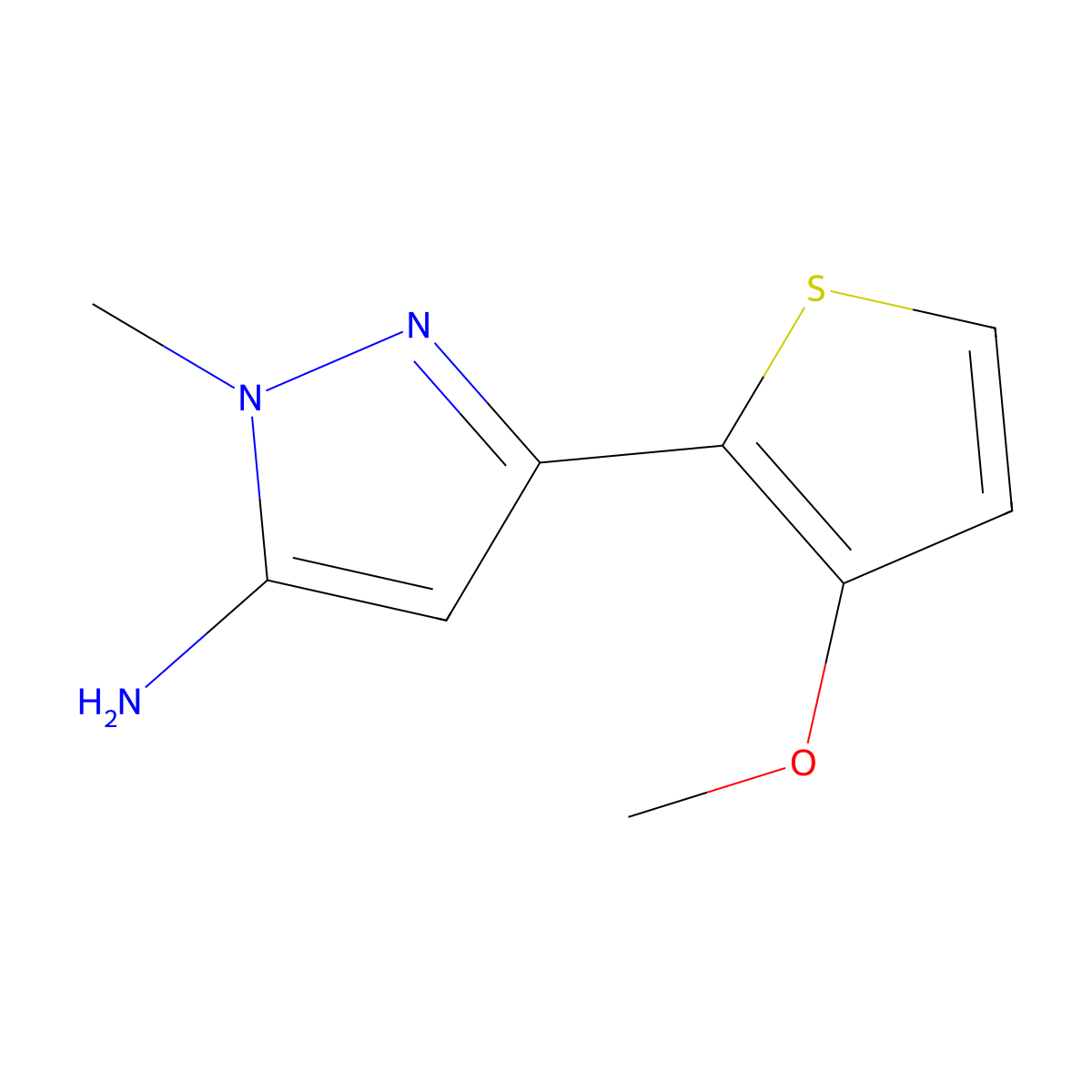 3-(3-methoxythiophen-2-yl)-1-methyl-1H-pyrazol-5-amine molecular structure, CAS 1520602-32-7