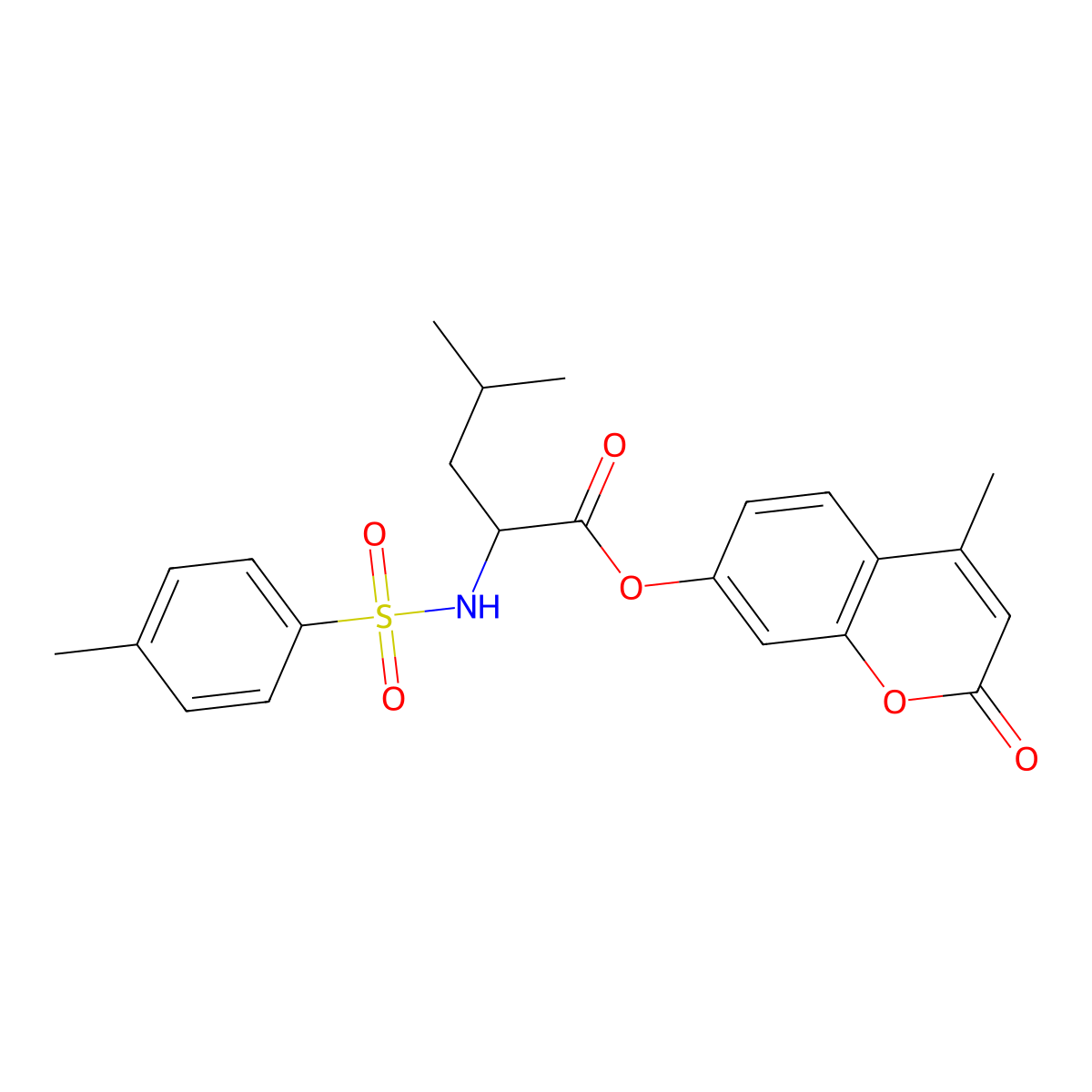 (S)-4-methyl-2-oxo-2H-chromen-7-yl 4-methyl-2-(4-methylphenylsulfonamido)pentanoate molecular structure, CAS 152061-78-4