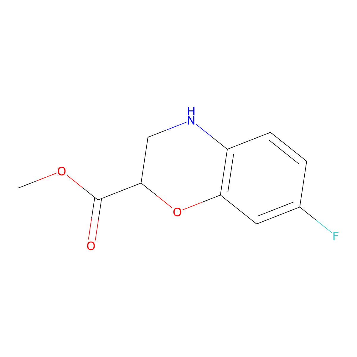 methyl 7-fluoro-3,4-dihydro-2H-1,4-benzoxazine-2-carboxylate molecular structure, CAS 1520616-84-5