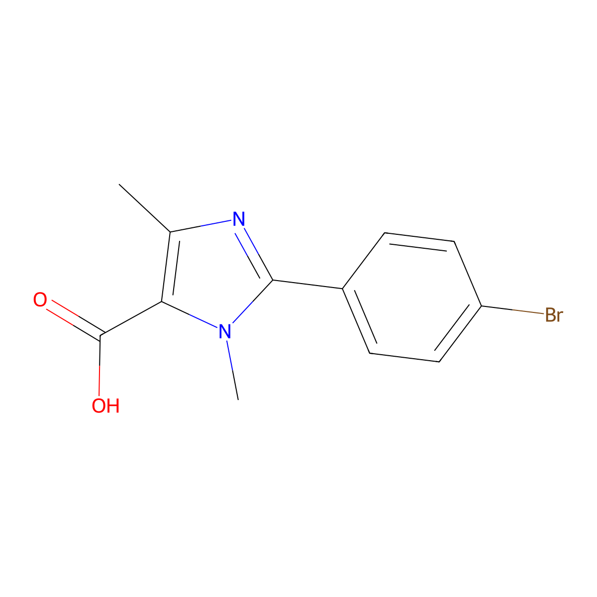 2-(4-Bromophenyl)-1,4-dimethyl-1H-imidazole-5-carboxylic acid molecular structure, CAS 1520626-42-9