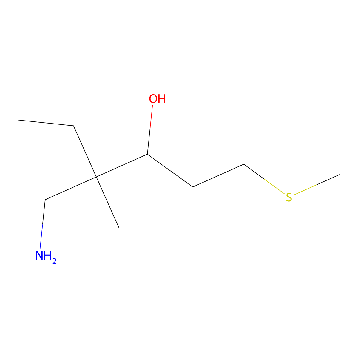 4-(Aminomethyl)-4-methyl-1-(methylthio)hexan-3-ol molecular structure, CAS 1520630-30-1