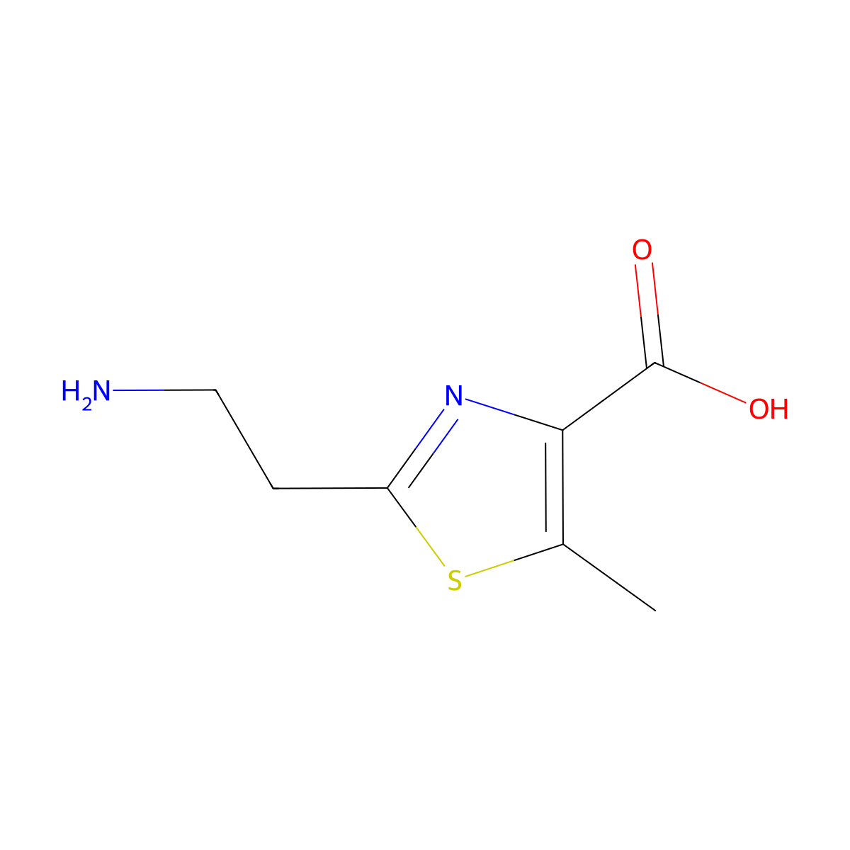 2-(2-Aminoethyl)-5-methyl-1,3-thiazole-4-carboxylic acid molecular structure, CAS 1520637-00-6