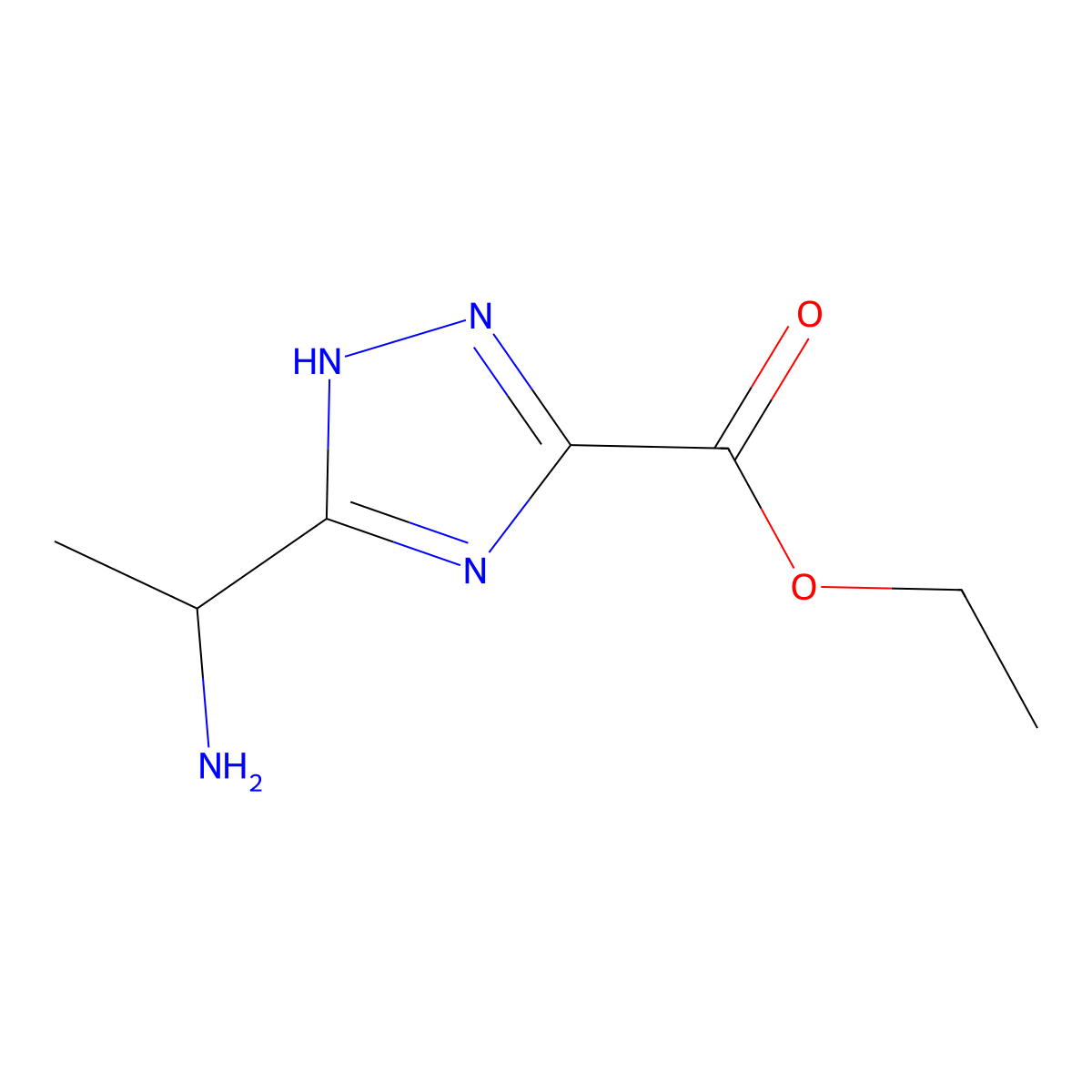 ethyl 3-(1-aminoethyl)-1H-1,2,4-triazole-5-carboxylate molecular structure, CAS 1520637-48-2