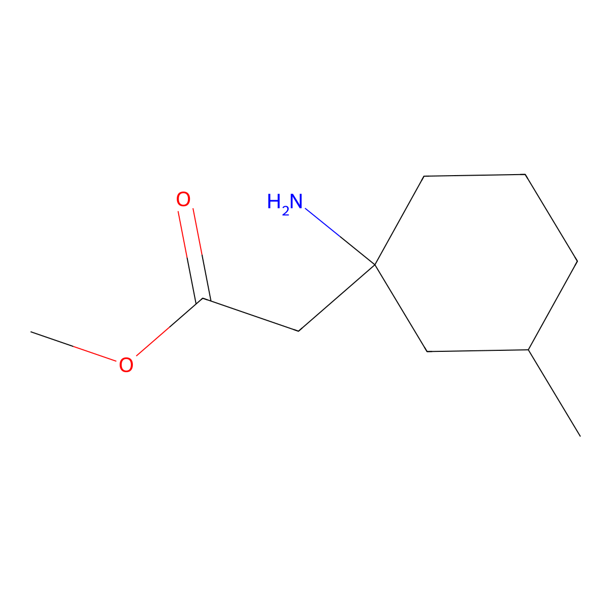 Methyl 2-(1-amino-3-methylcyclohexyl)acetate molecular structure, CAS 1520644-22-7