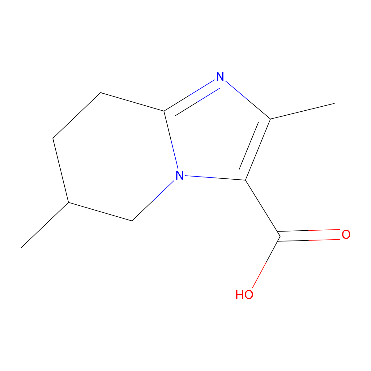 2,6-dimethyl-5H,6H,7H,8H-imidazo[1,2-a]pyridine-3-carboxylic acid molecular structure, CAS 1520646-12-1