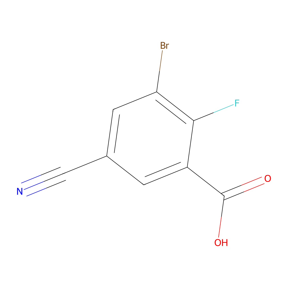 3-Bromo-5-cyano-2-fluorobenzoic acid molecular structure, CAS 1520661-92-0