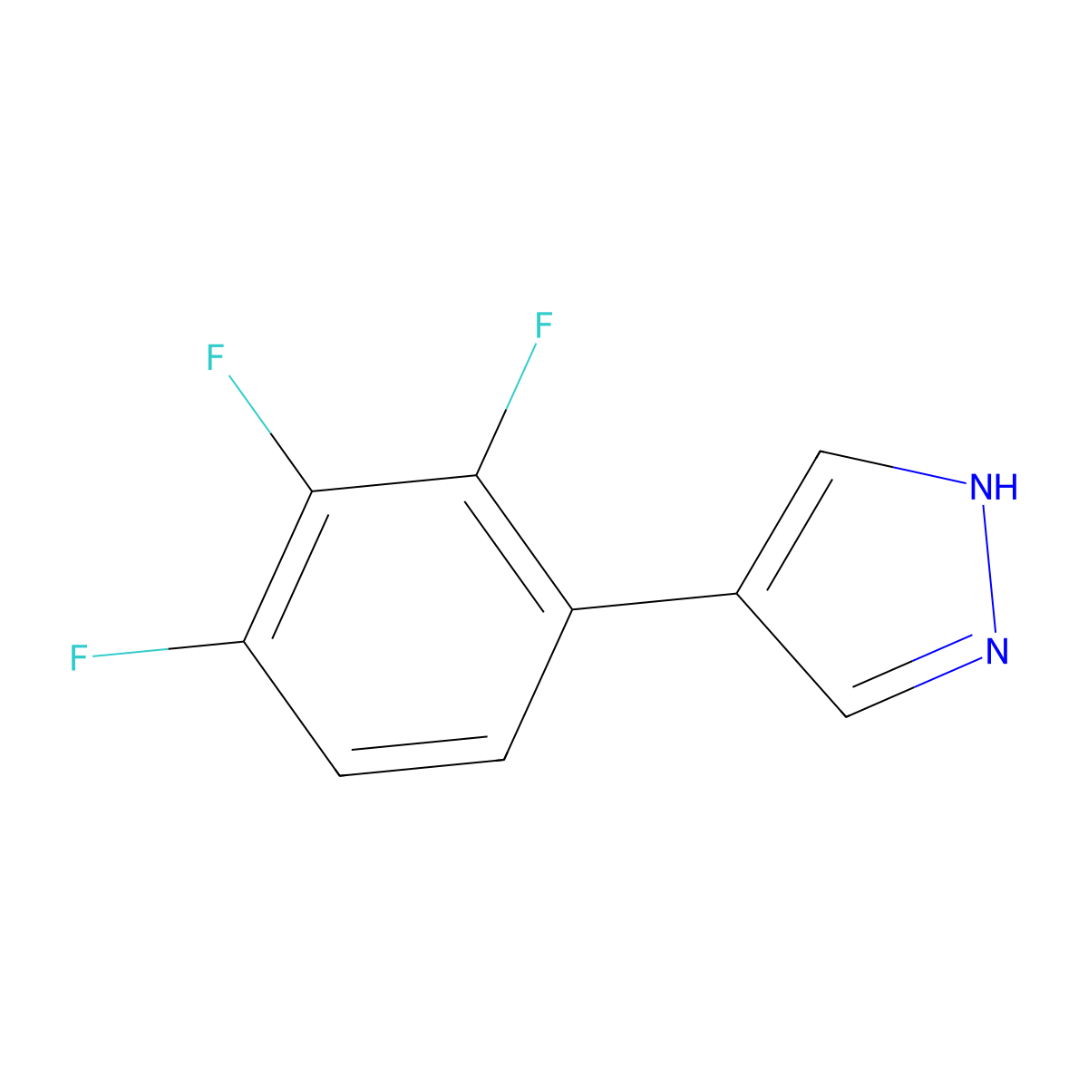 4-(2,3,4-trifluorophenyl)-1H-pyrazole molecular structure, CAS 1520663-88-0