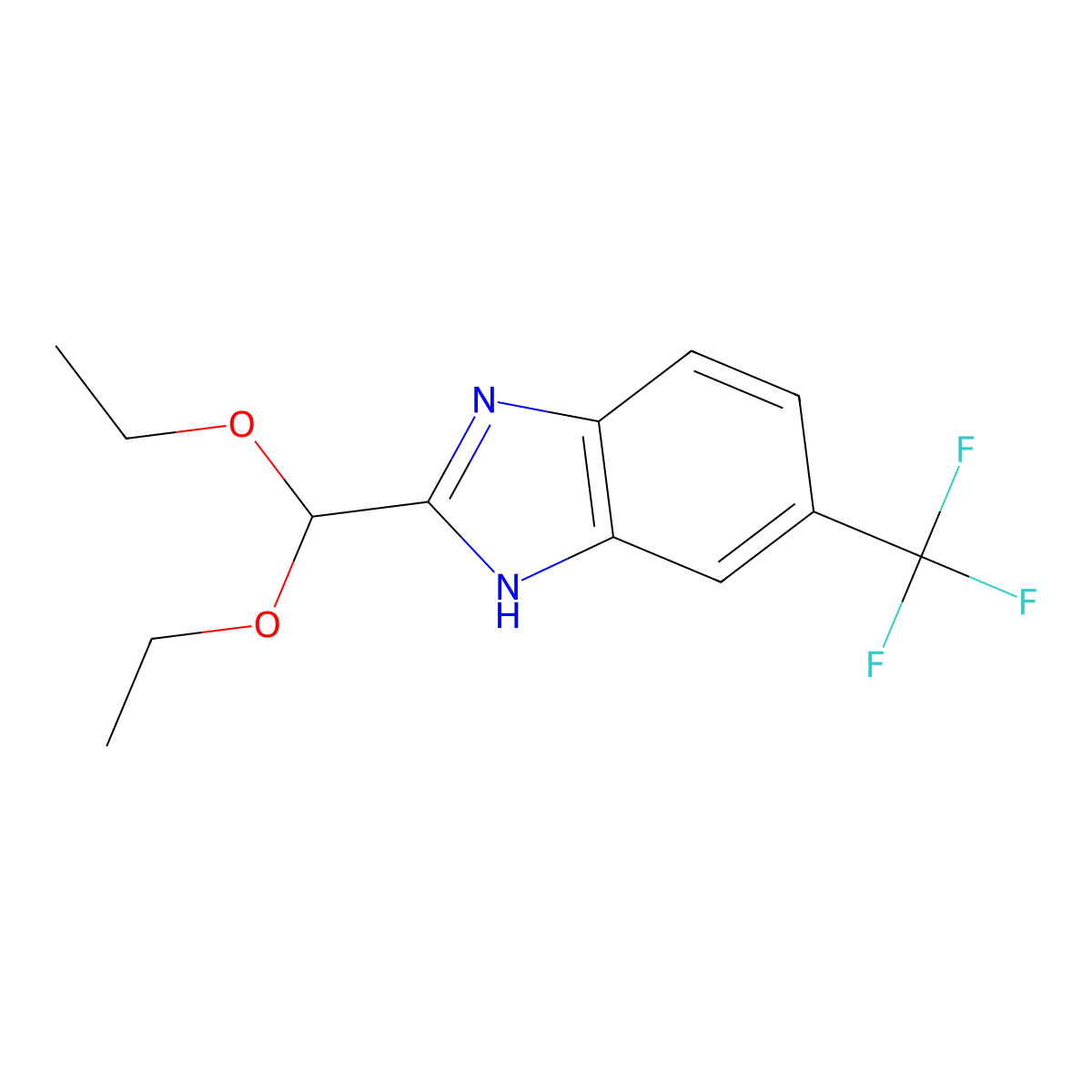 2-(diethoxymethyl)-6-(trifluoromethyl)-1H-benzimidazole molecular structure, CAS 1520678-17-4