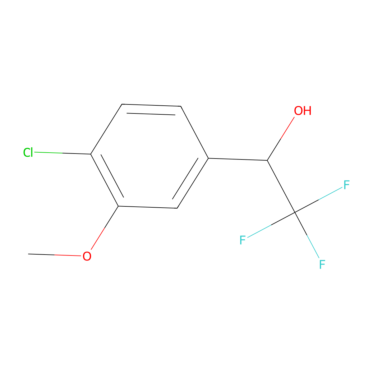 1-(4-Chloro-3-methoxyphenyl)-2,2,2-trifluoroethan-1-ol molecular structure, CAS 1520692-60-7