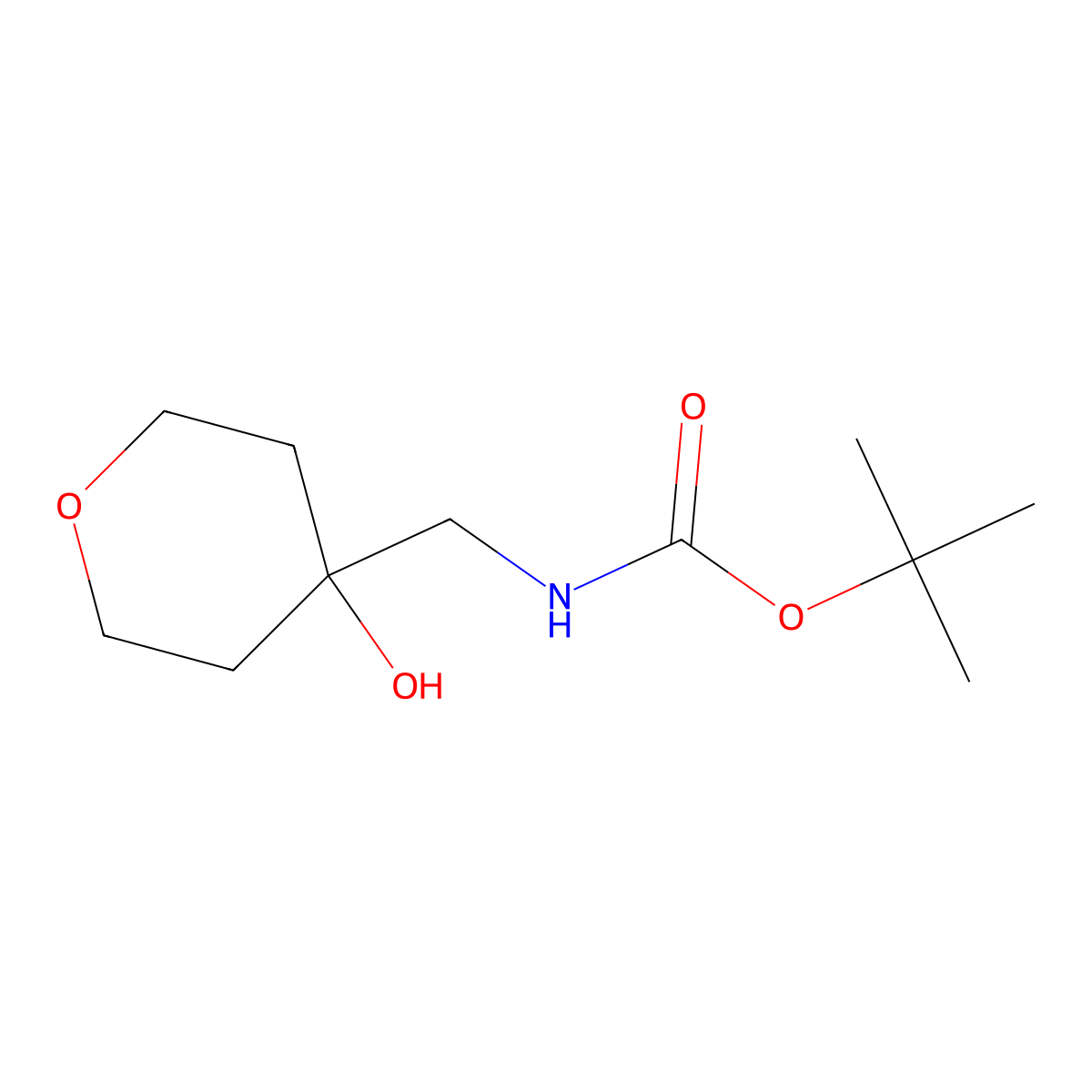 Tert-butyl n-[(4-hydroxyoxan-4-yl)methyl]carbamate molecular structure, CAS 1520697-99-7