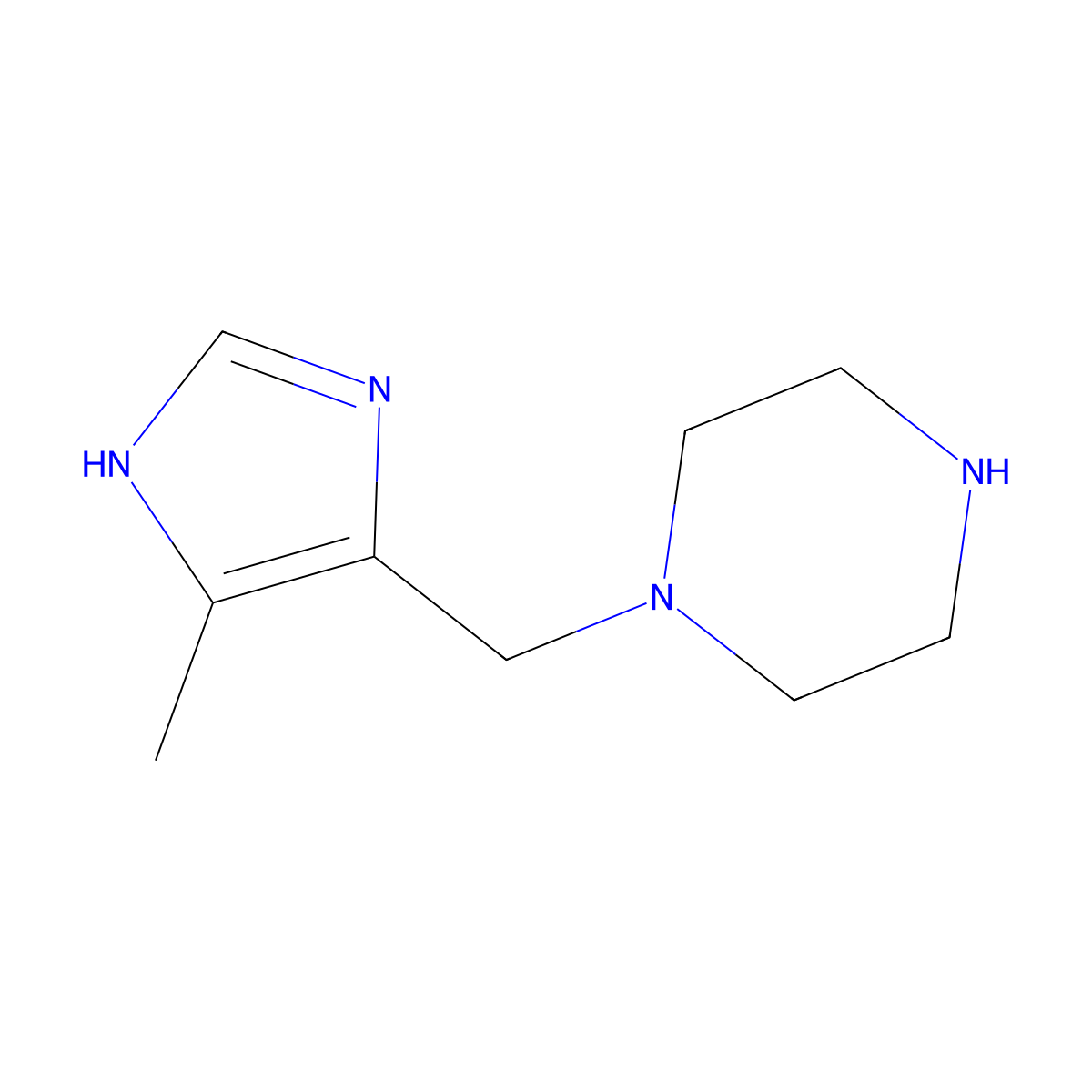 1-[(4-methyl-1H-imidazol-5-yl)methyl]piperazine molecular structure, CAS 1520709-06-1