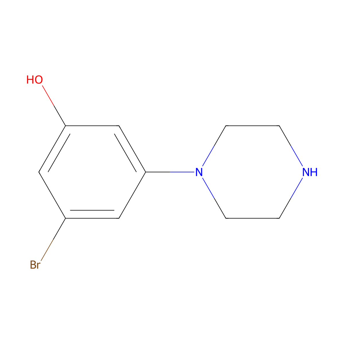 3-Bromo-5-(piperazin-1-yl)phenol molecular structure, CAS 1520719-09-8