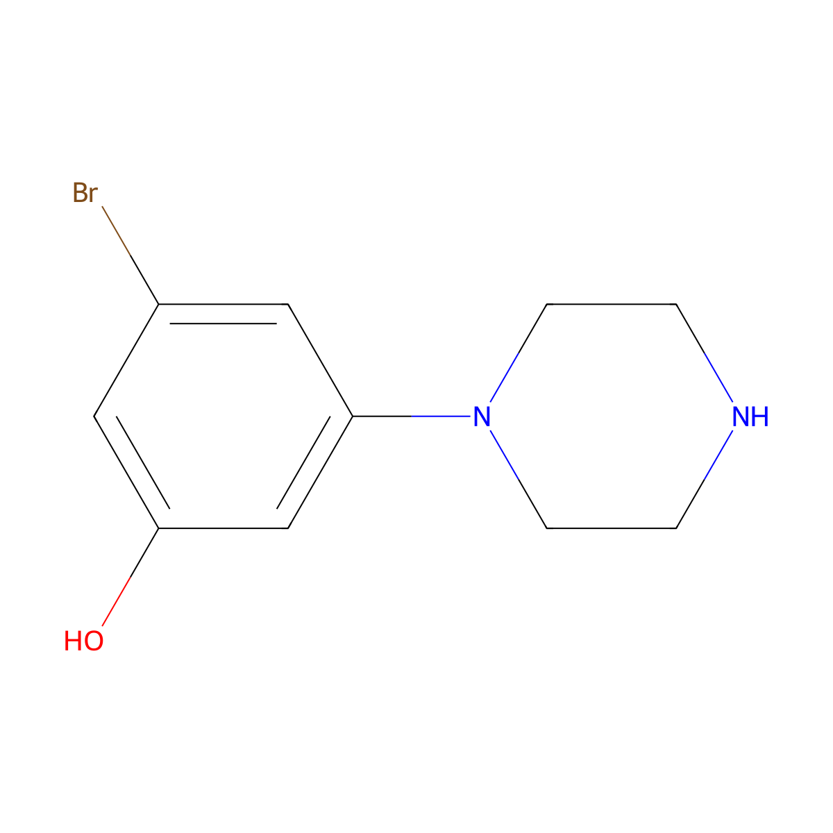 3-Bromo-5-(piperazin-1-yl)phenol molecular structure, CAS 1520719-09-8