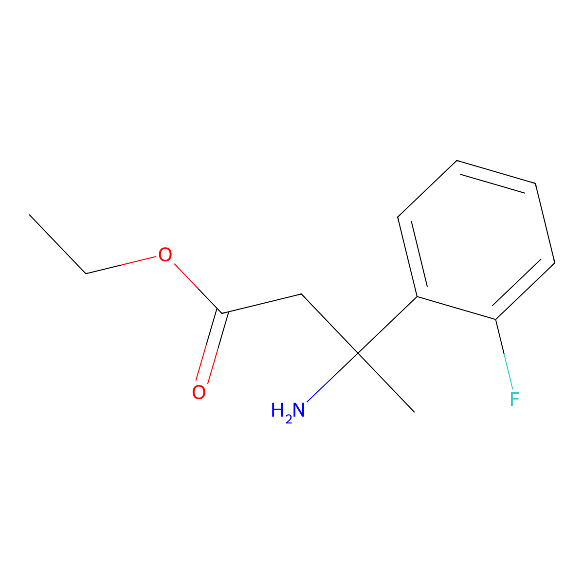 Ethyl 3-amino-3-(2-fluorophenyl)butanoate molecular structure, CAS 1520719-72-5