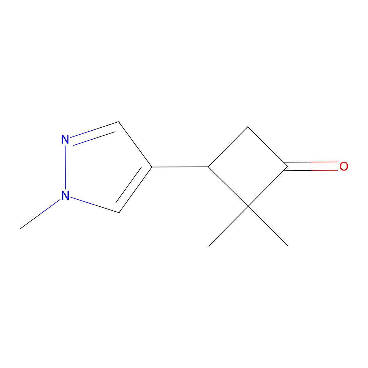 2,2-dimethyl-3-(1-methyl-1H-pyrazol-4-yl)cyclobutan-1-one molecular structure, CAS 1520741-03-0