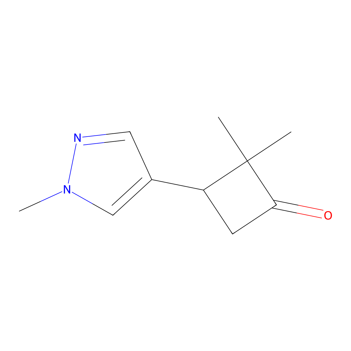 2,2-dimethyl-3-(1-methyl-1H-pyrazol-4-yl)cyclobutan-1-one molecular structure, CAS 1520741-03-0