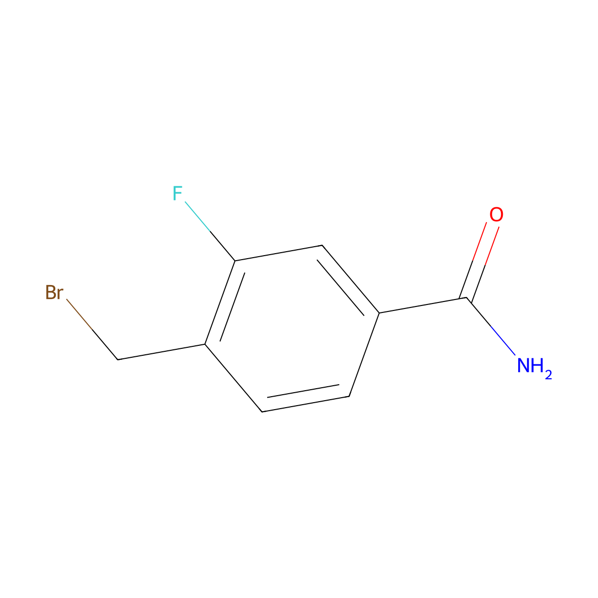 4-(Bromomethyl)-3-fluorobenzamide molecular structure, CAS 1520745-70-3