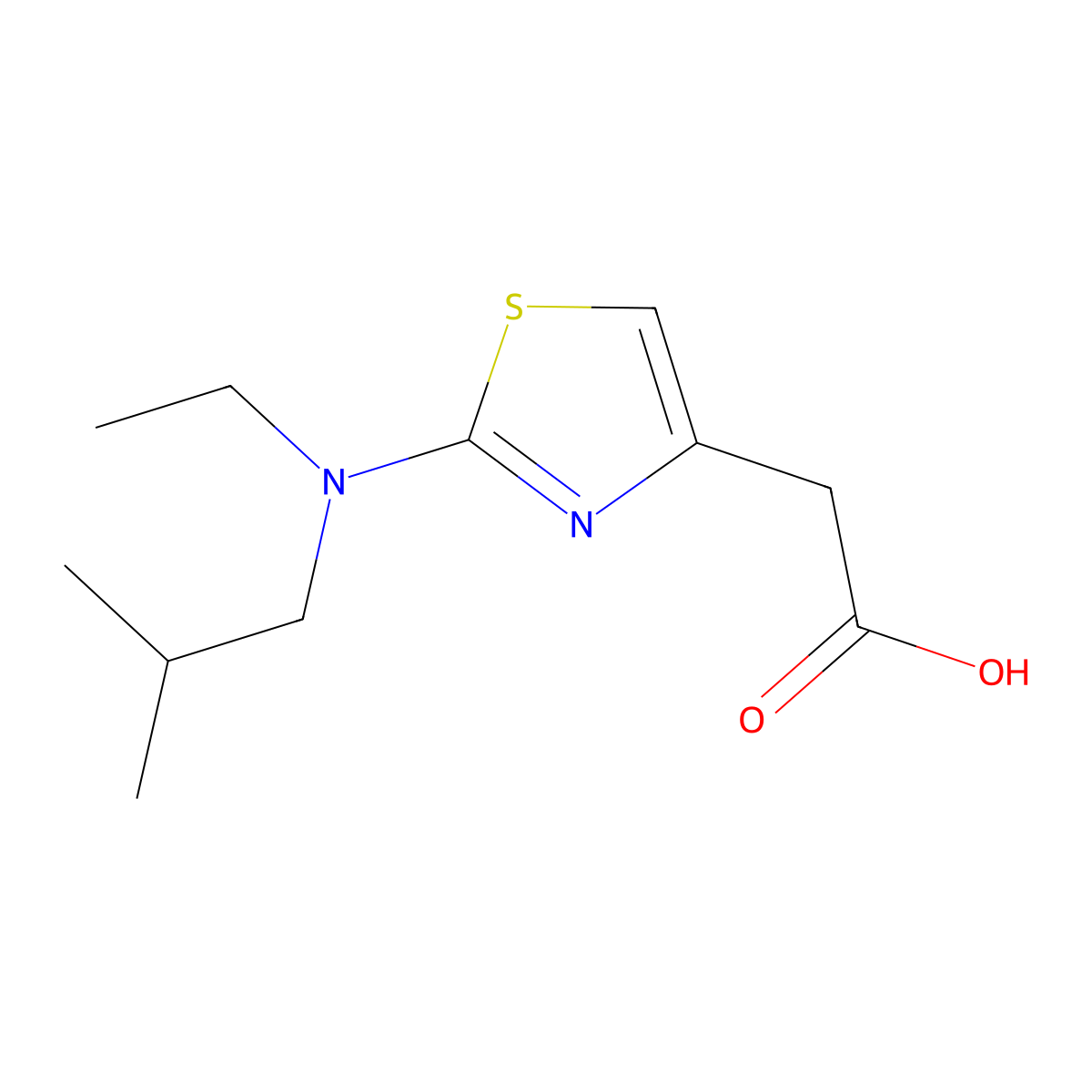 2-{2-[Ethyl(2-methylpropyl)amino]-1,3-thiazol-4-yl}acetic acid molecular structure, CAS 1520761-81-2