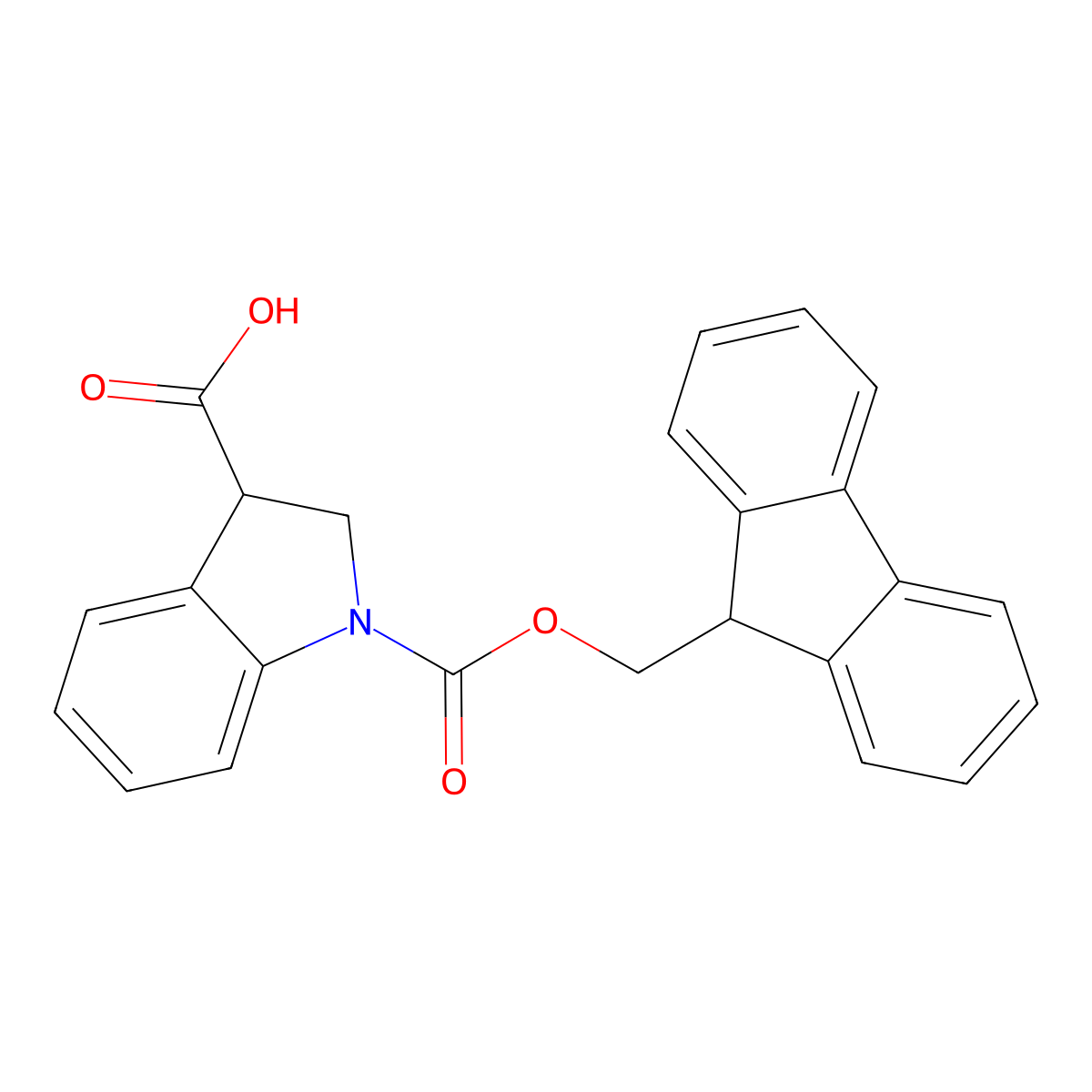 1-{[(9H-fluoren-9-yl)methoxy]carbonyl}-2,3-dihydro-1H-indole-3-carboxylic acid molecular structure, CAS 1520767-28-5