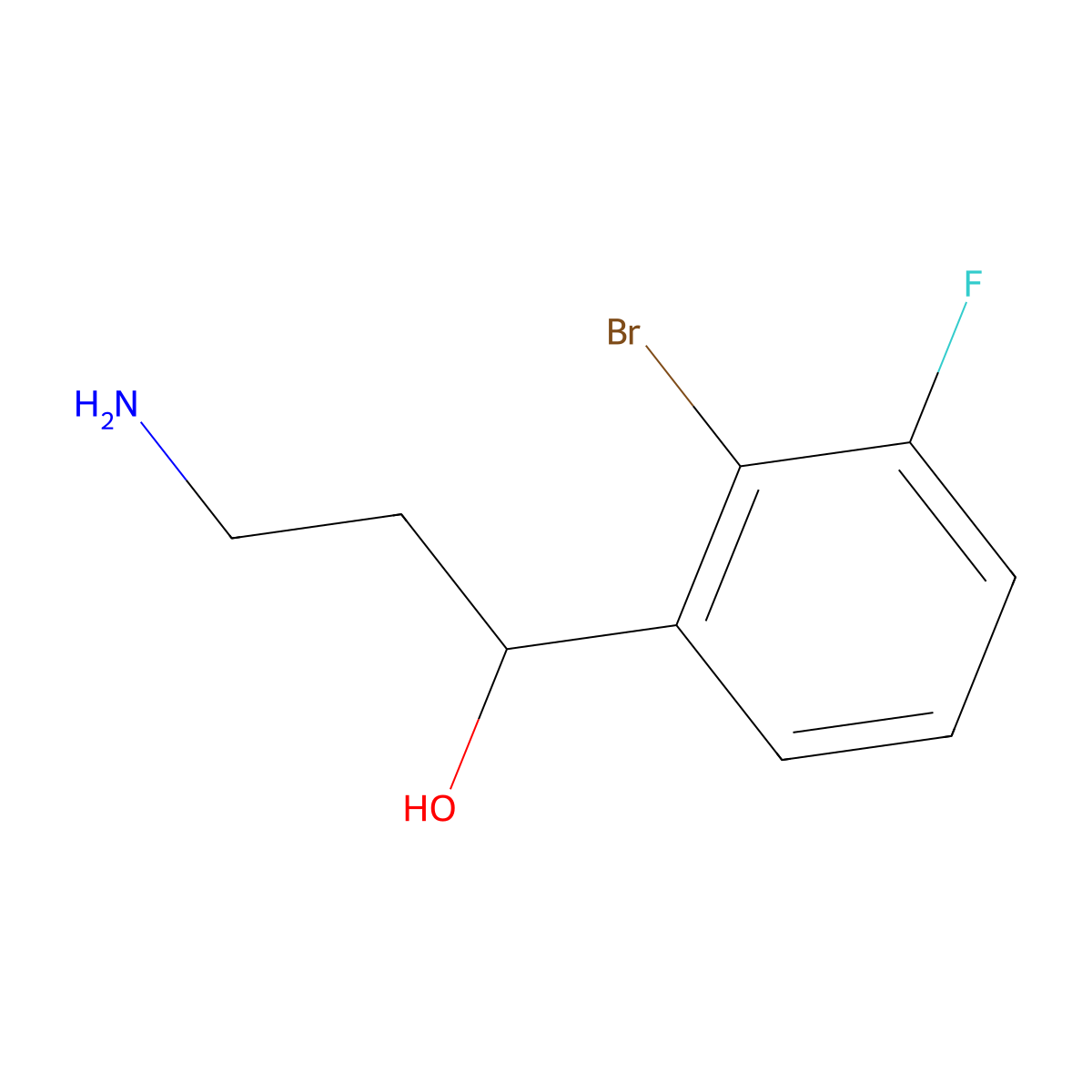 3-Amino-1-(2-bromo-3-fluorophenyl)propan-1-ol molecular structure, CAS 1520775-51-2