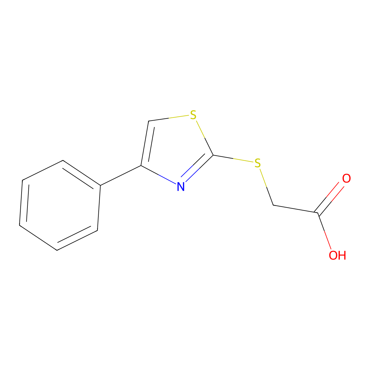 2-(4-Phenyl-1,3-thiazol-2-ylthio)acetic acid molecular structure, CAS 15208-27-2