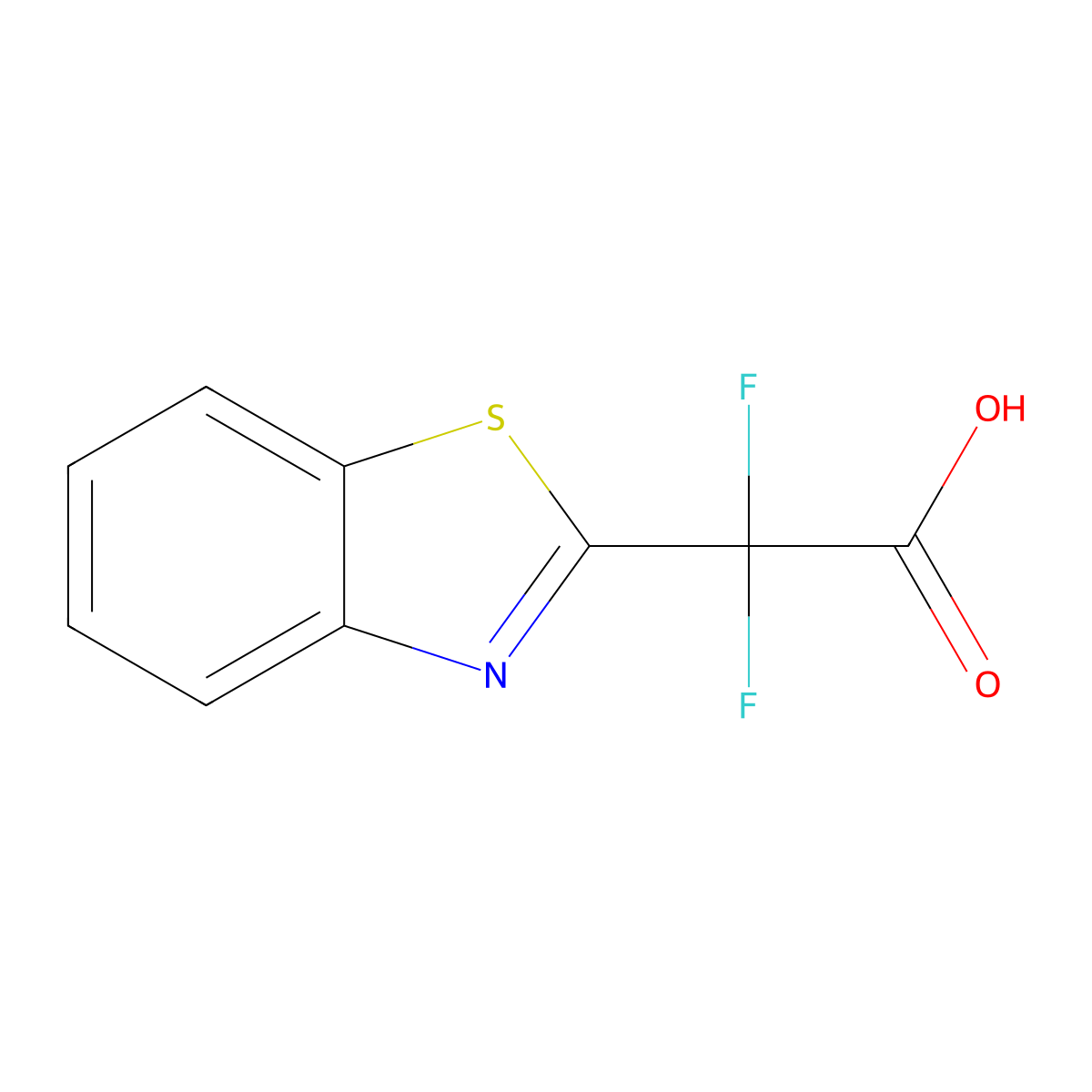 2-(1,3-Benzothiazol-2-yl)-2,2-difluoroacetic acid molecular structure, CAS 15208-44-3