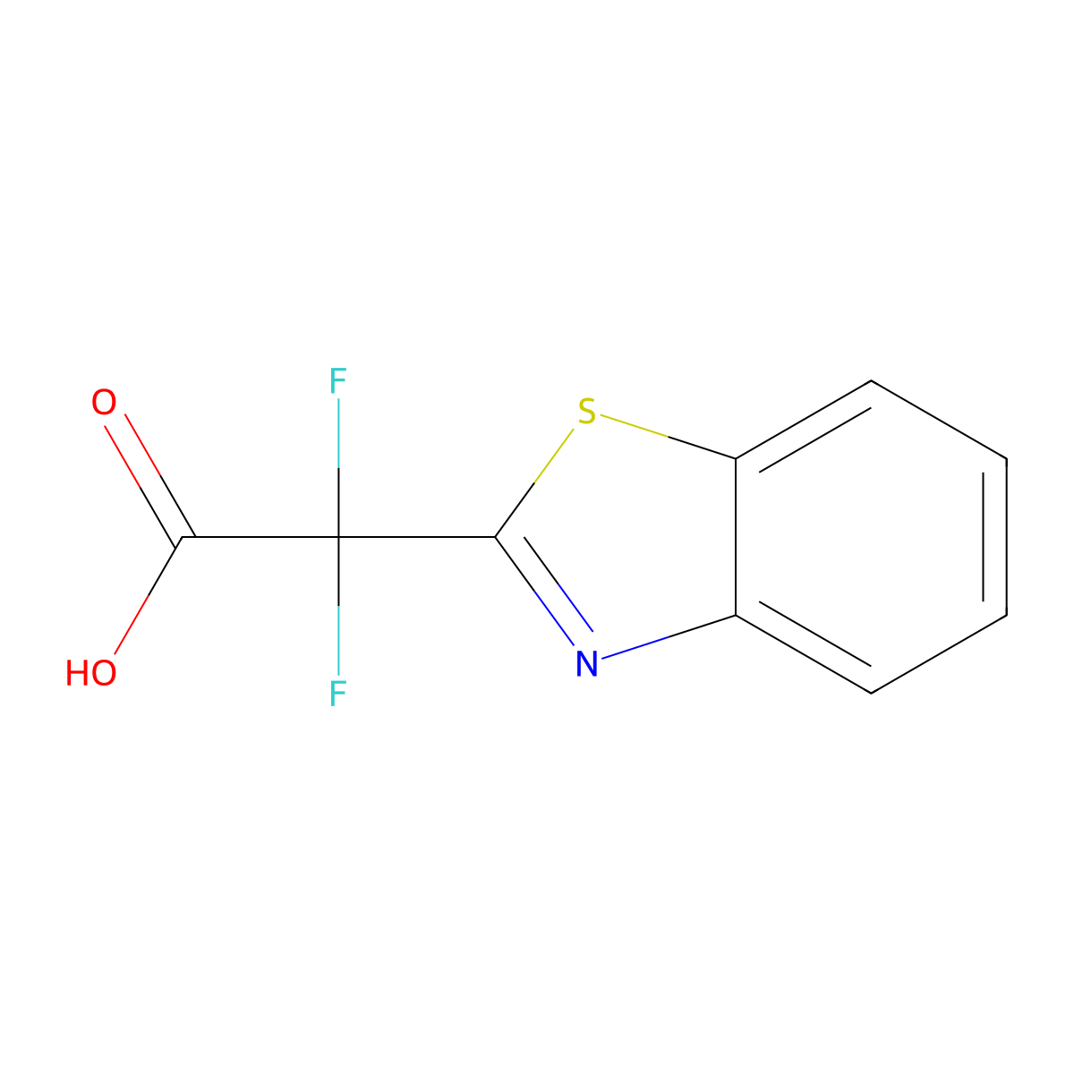 2-(1,3-Benzothiazol-2-yl)-2,2-difluoroacetic acid molecular structure, CAS 15208-44-3