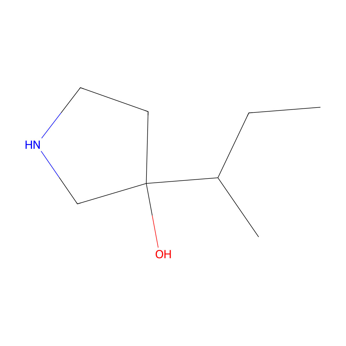 3-(Butan-2-yl)pyrrolidin-3-ol molecular structure, CAS 1520809-08-8