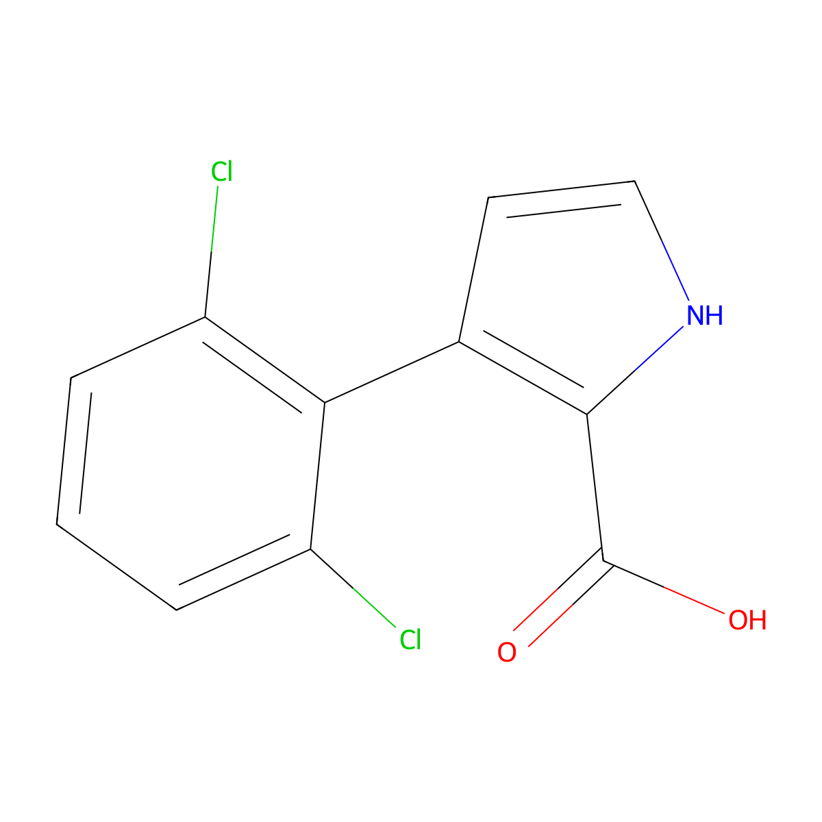 3-(2,6-dichlorophenyl)-1H-pyrrole-2-carboxylic acid molecular structure, CAS 1520810-96-1