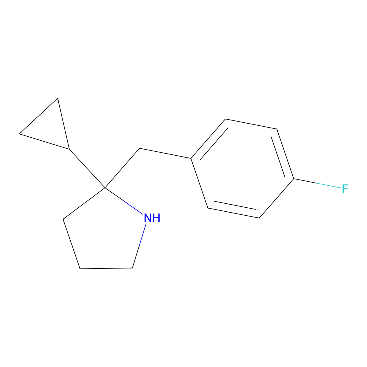 2-Cyclopropyl-2-[(4-fluorophenyl)methyl]pyrrolidine molecular structure, CAS 1520830-81-2