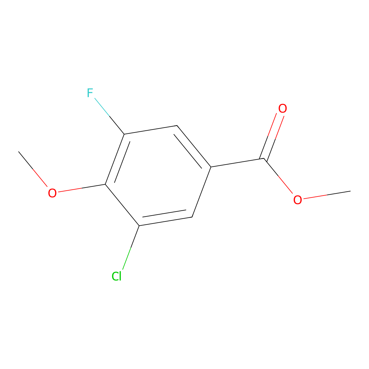 Methyl 3-chloro-5-fluoro-4-methoxybenzoate molecular structure, CAS 1520844-29-4