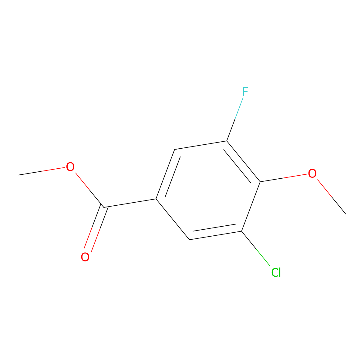 Methyl 3-chloro-5-fluoro-4-methoxybenzoate molecular structure, CAS 1520844-29-4