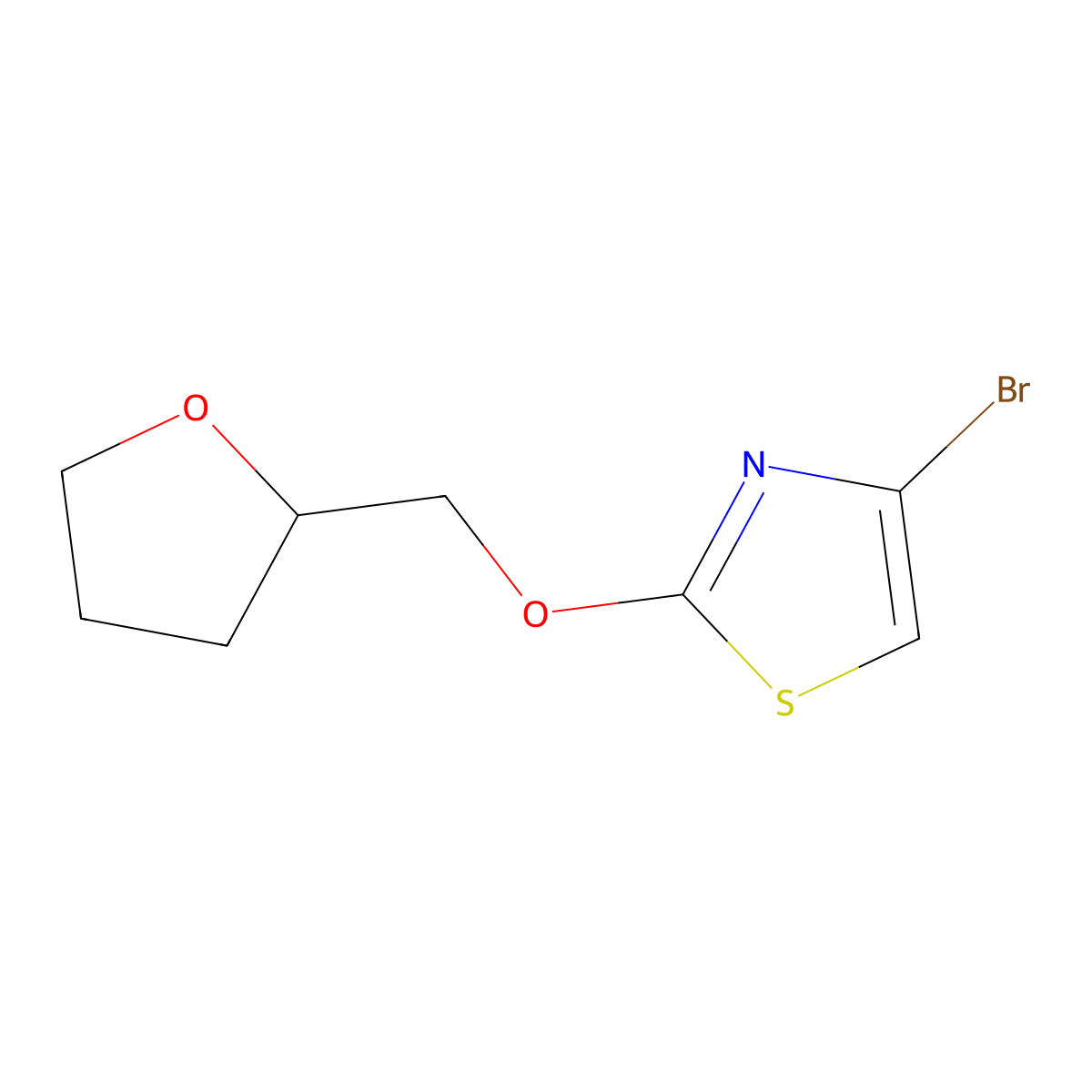 4-Bromo-2-((tetrahydrofuran-2-yl)methoxy)thiazole molecular structure, CAS 1520844-96-5