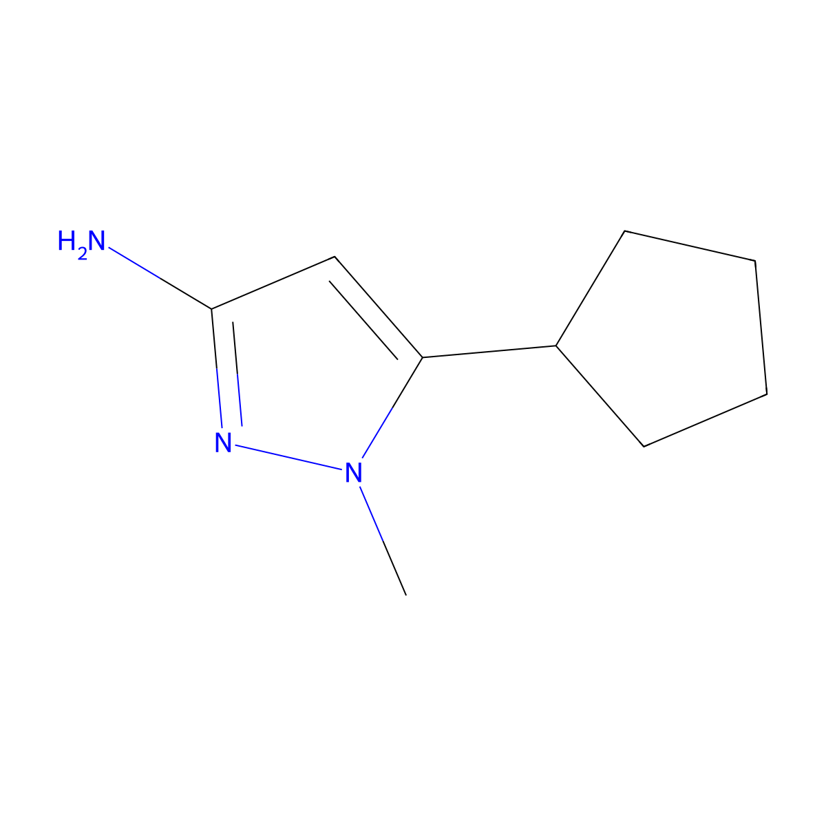 5-Cyclopentyl-1-methyl-1h-pyrazol-3-amine molecular structure, CAS 1520851-61-9