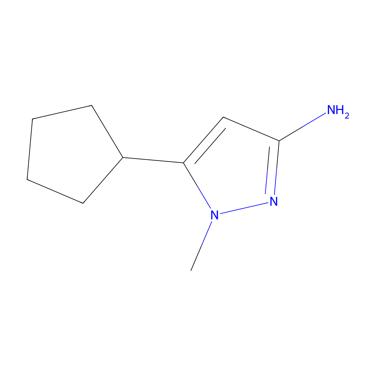5-Cyclopentyl-1-methyl-1h-pyrazol-3-amine molecular structure, CAS 1520851-61-9