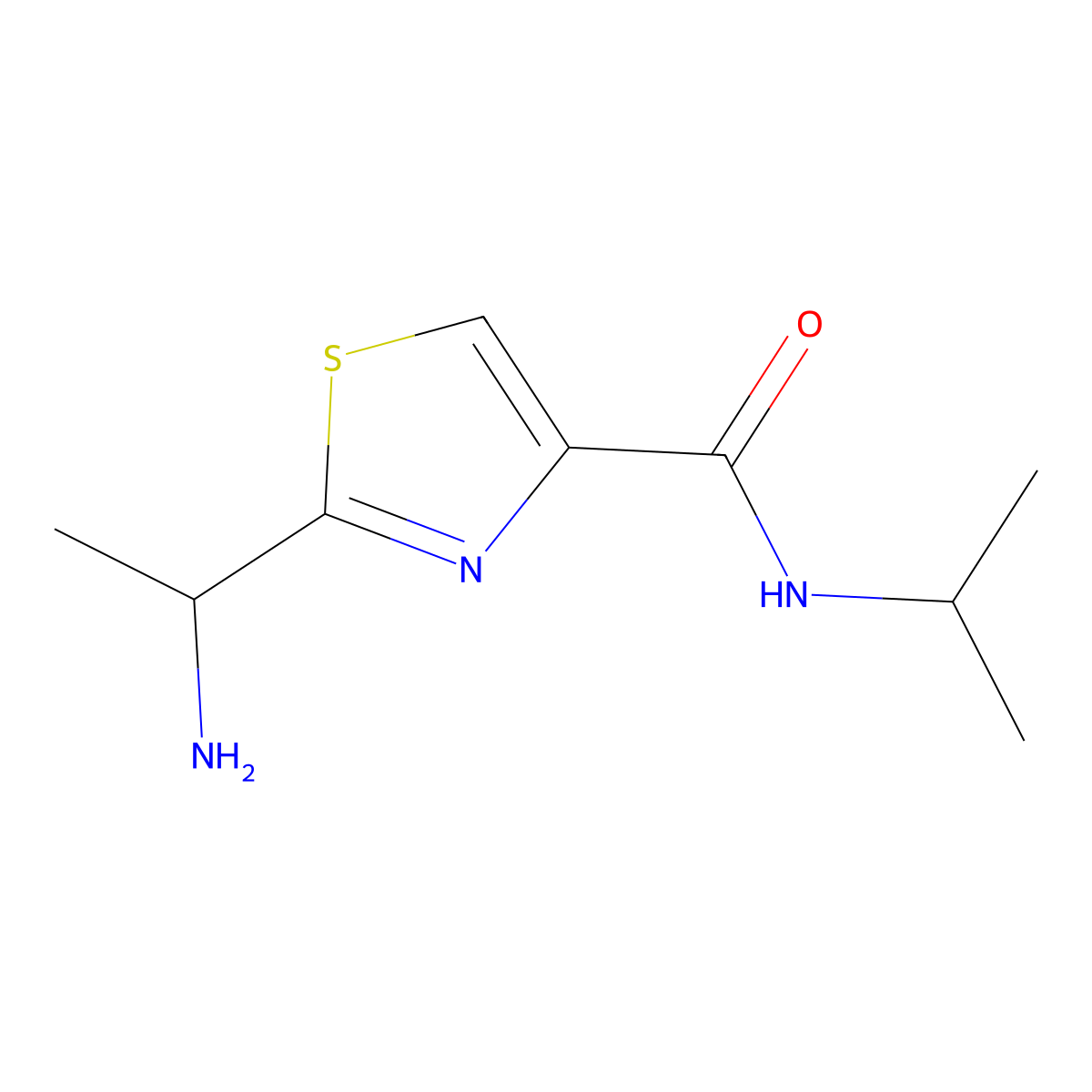 2-(1-aminoethyl)-N-(propan-2-yl)-1,3-thiazole-4-carboxamide molecular structure, CAS 1520852-04-3