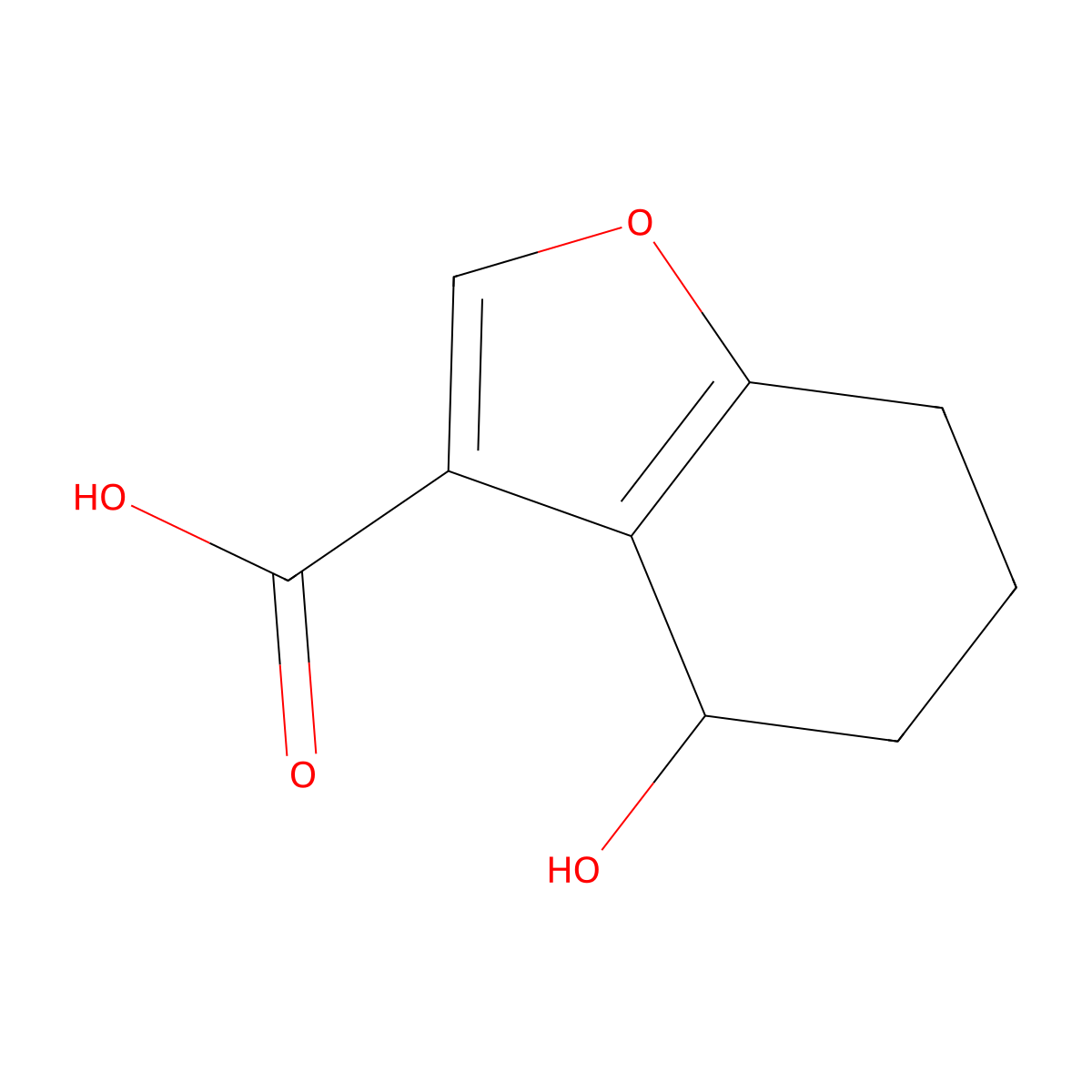 4-Hydroxy-4,5,6,7-tetrahydro-1-benzofuran-3-carboxylic acid molecular structure, CAS 1520859-18-0
