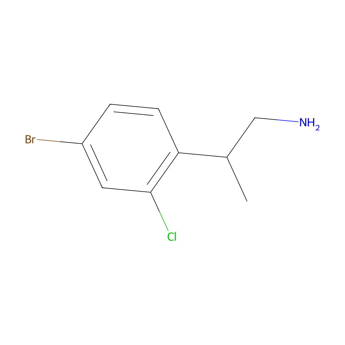 2-(4-Bromo-2-chlorophenyl)propan-1-amine molecular structure, CAS 1520866-60-7