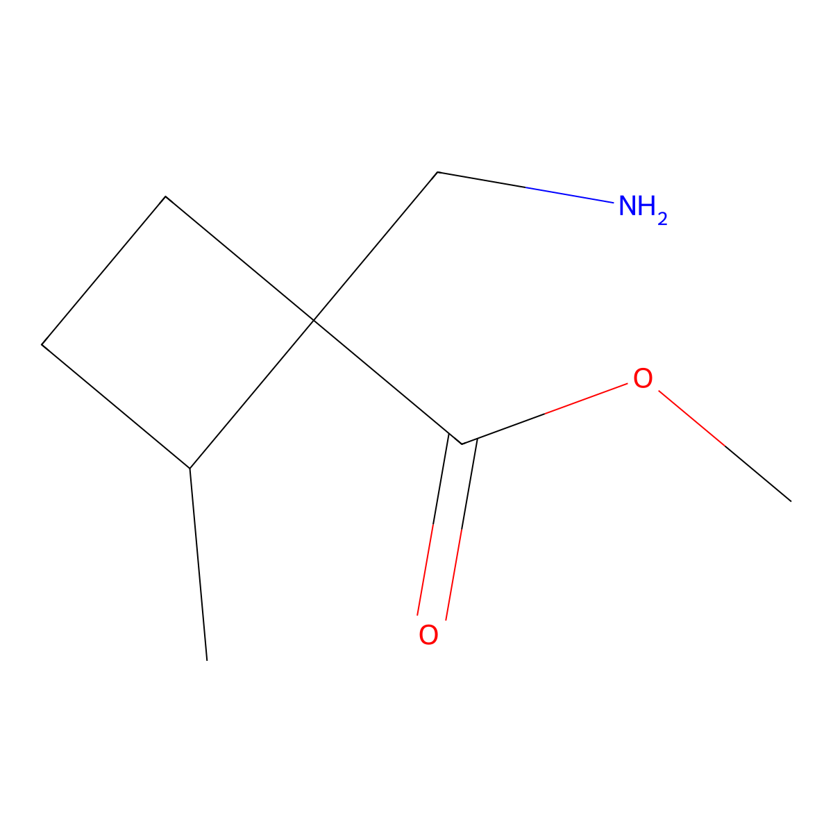 Methyl 1-(aminomethyl)-2-methylcyclobutane-1-carboxylate molecular structure, CAS 1520875-66-4