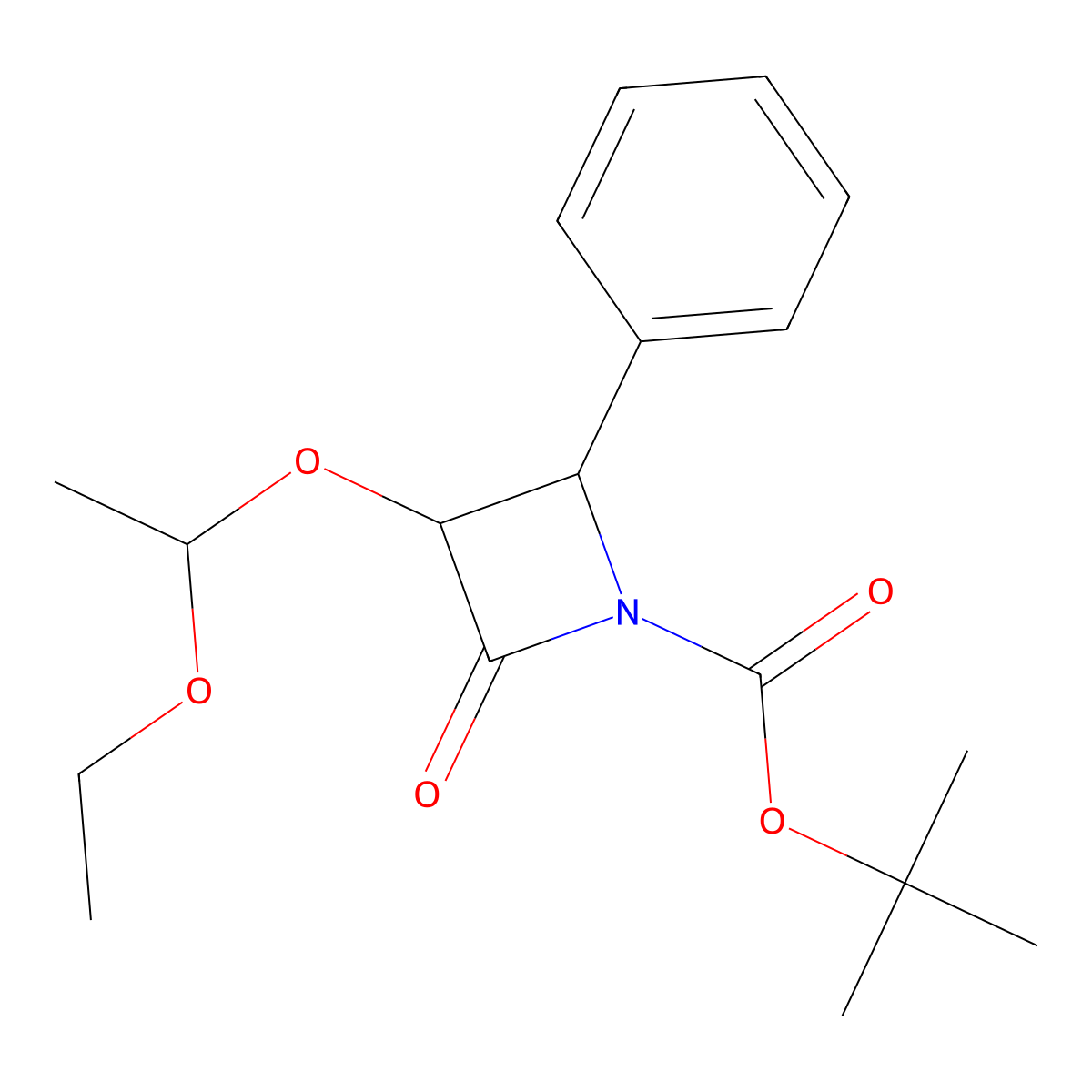 tert-Butyl 3-(1-ethoxyethoxy)-2-oxo-4-phenylazetidine-1-carboxylate molecular structure, CAS 152089-12-8