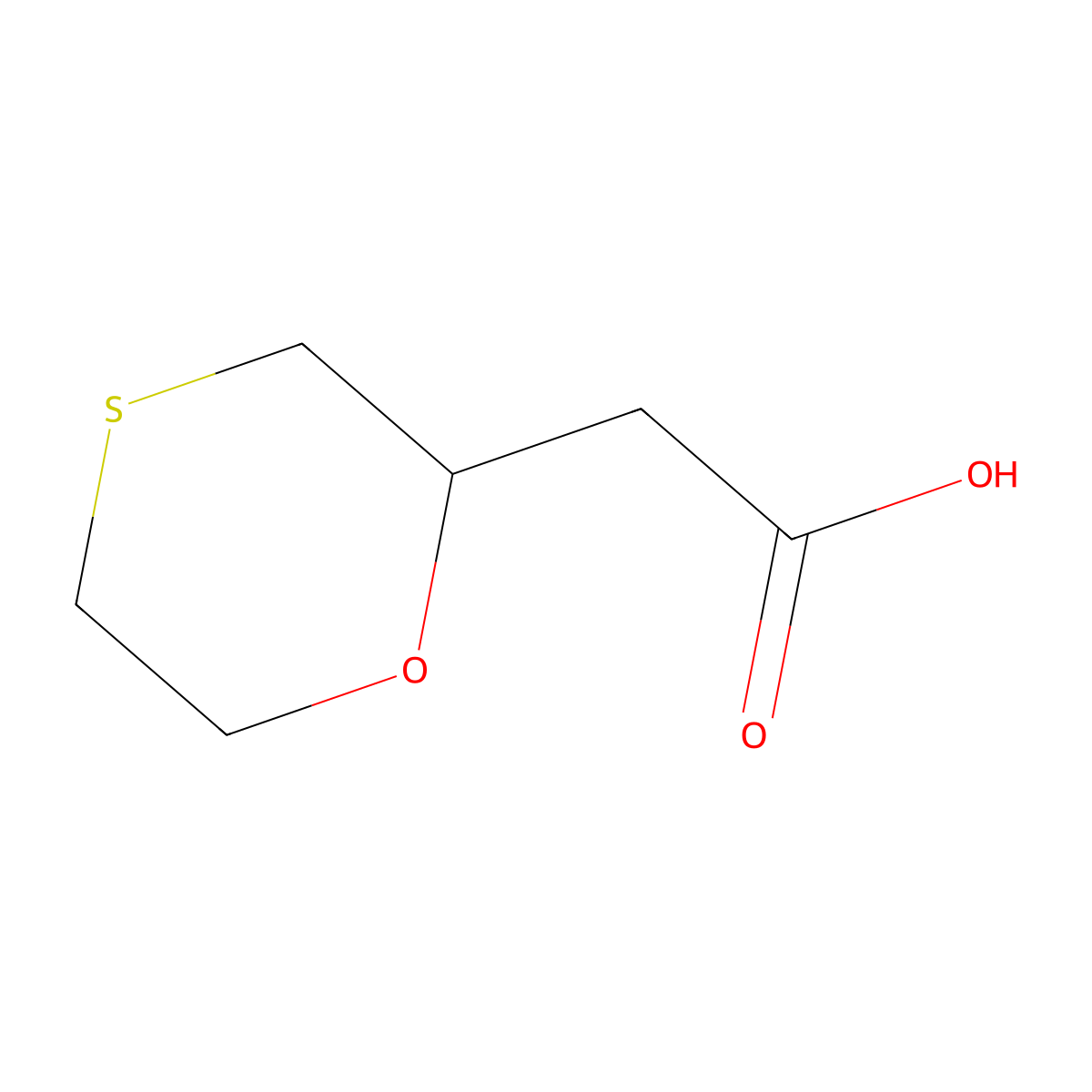 2-(1,4-Oxathian-2-yl)acetic acid molecular structure, CAS 1520913-06-7