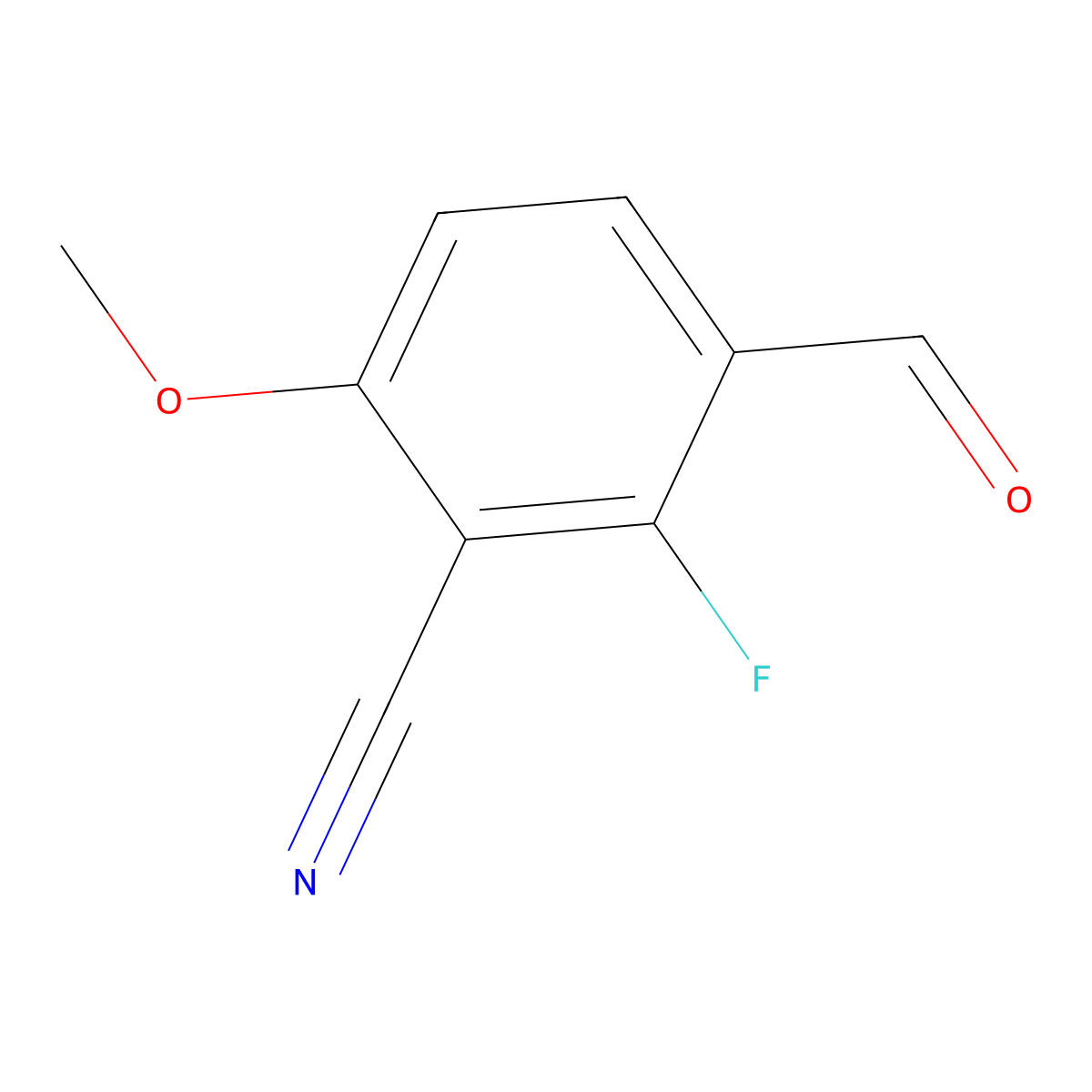 2-Fluoro-3-formyl-6-methoxybenzonitrile molecular structure, CAS 1520916-62-4