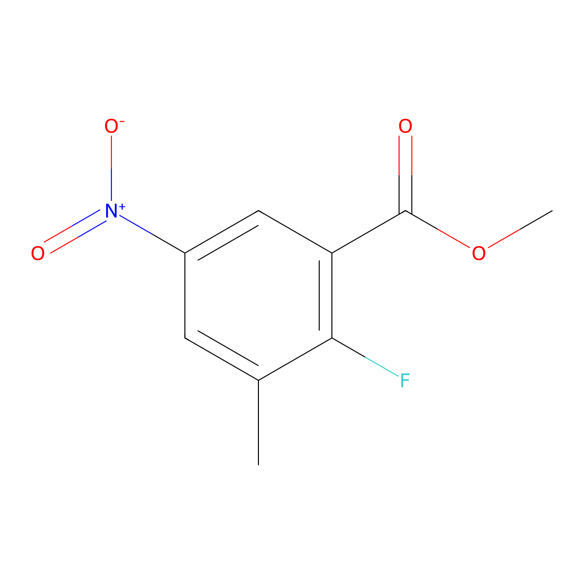 Methyl 2-fluoro-3-methyl-5-nitrobenzoate molecular structure, CAS 1520918-11-9
