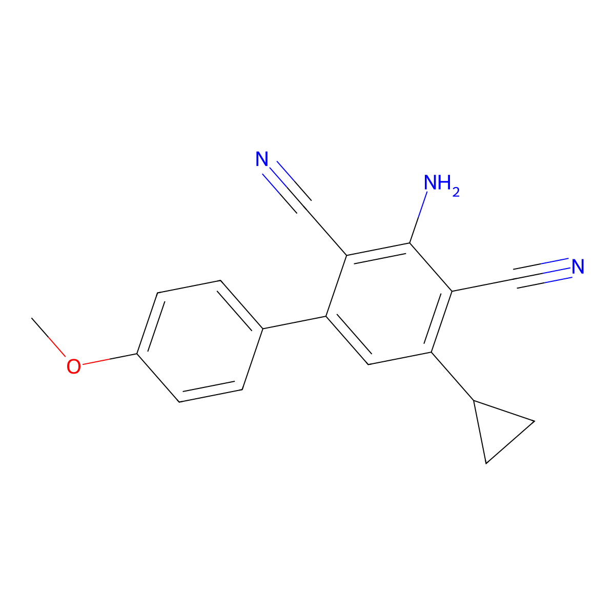 3-Amino-5-cyclopropyl-4'-methoxy[1,1'-biphenyl]-2,4-dicarbonitrile molecular structure, CAS 152093-51-1