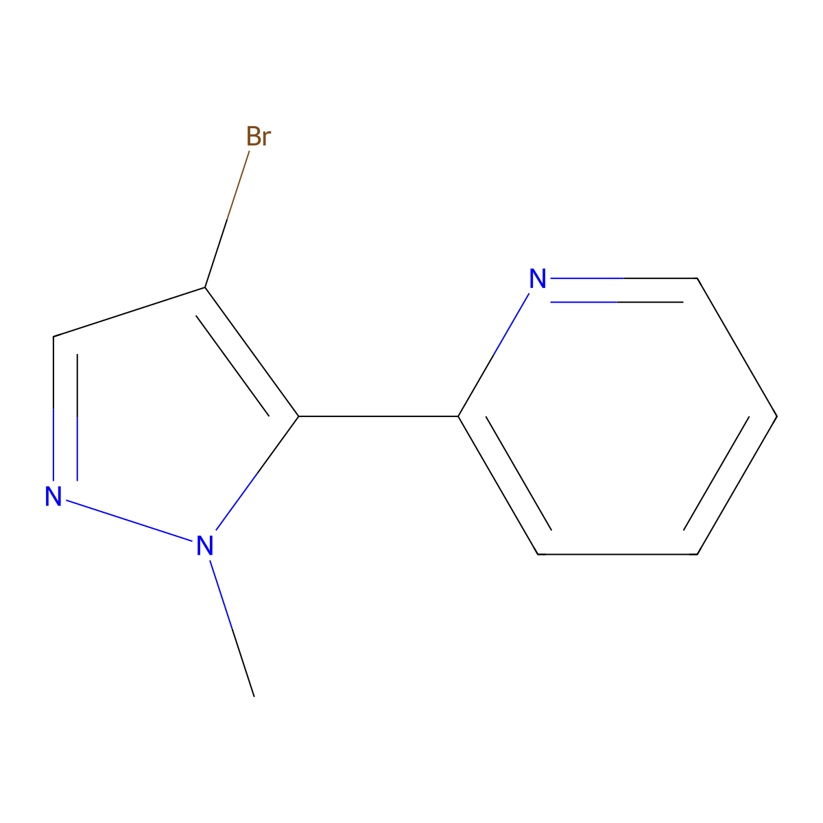 2-(4-bromo-1-methyl-1H-pyrazol-5-yl)pyridine molecular structure, CAS 1520945-31-6