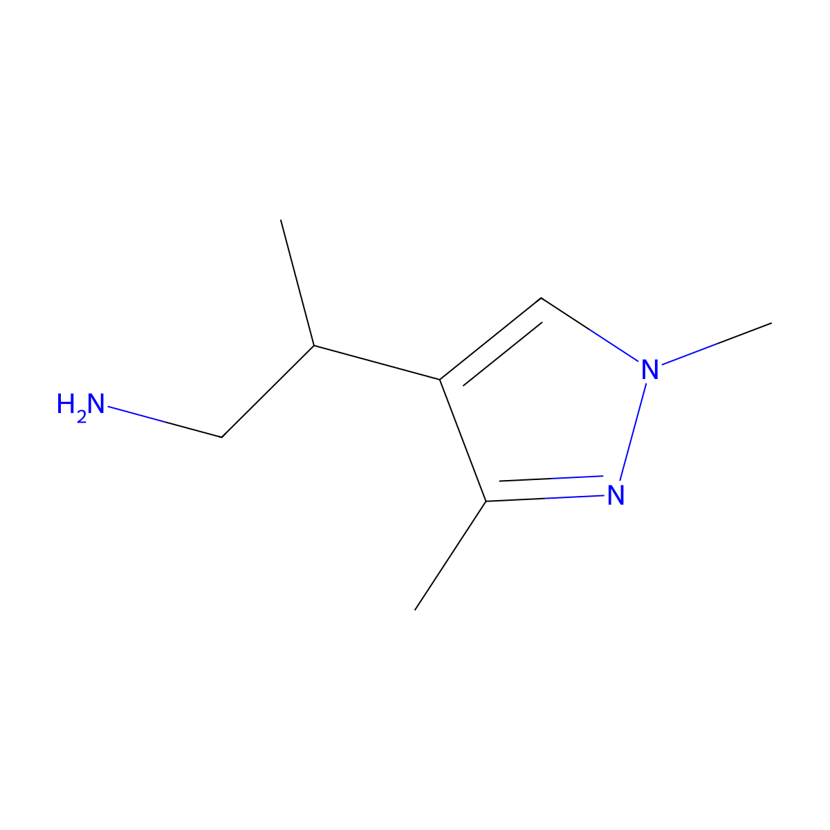 2-(1,3-dimethyl-1H-pyrazol-4-yl)propan-1-amine molecular structure, CAS 1520955-52-5
