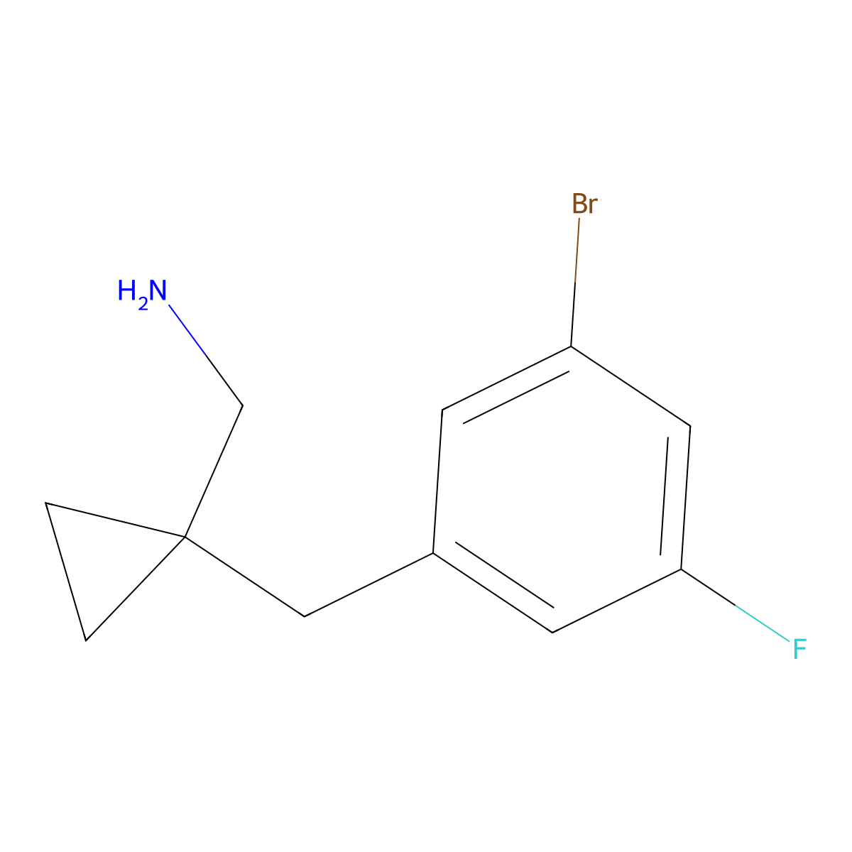 (1-(3-Bromo-5-fluorobenzyl)cyclopropyl)methanamine molecular structure, CAS 1520956-86-8
